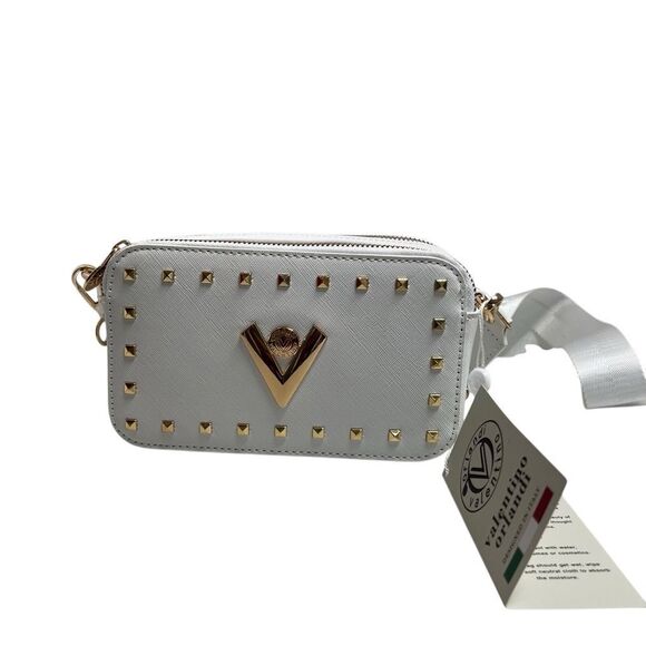 VALENTINO ORLANDI‎ Crossbody Camera Style Shoulder bag New With Tags White Gold - Picture 1 of 16